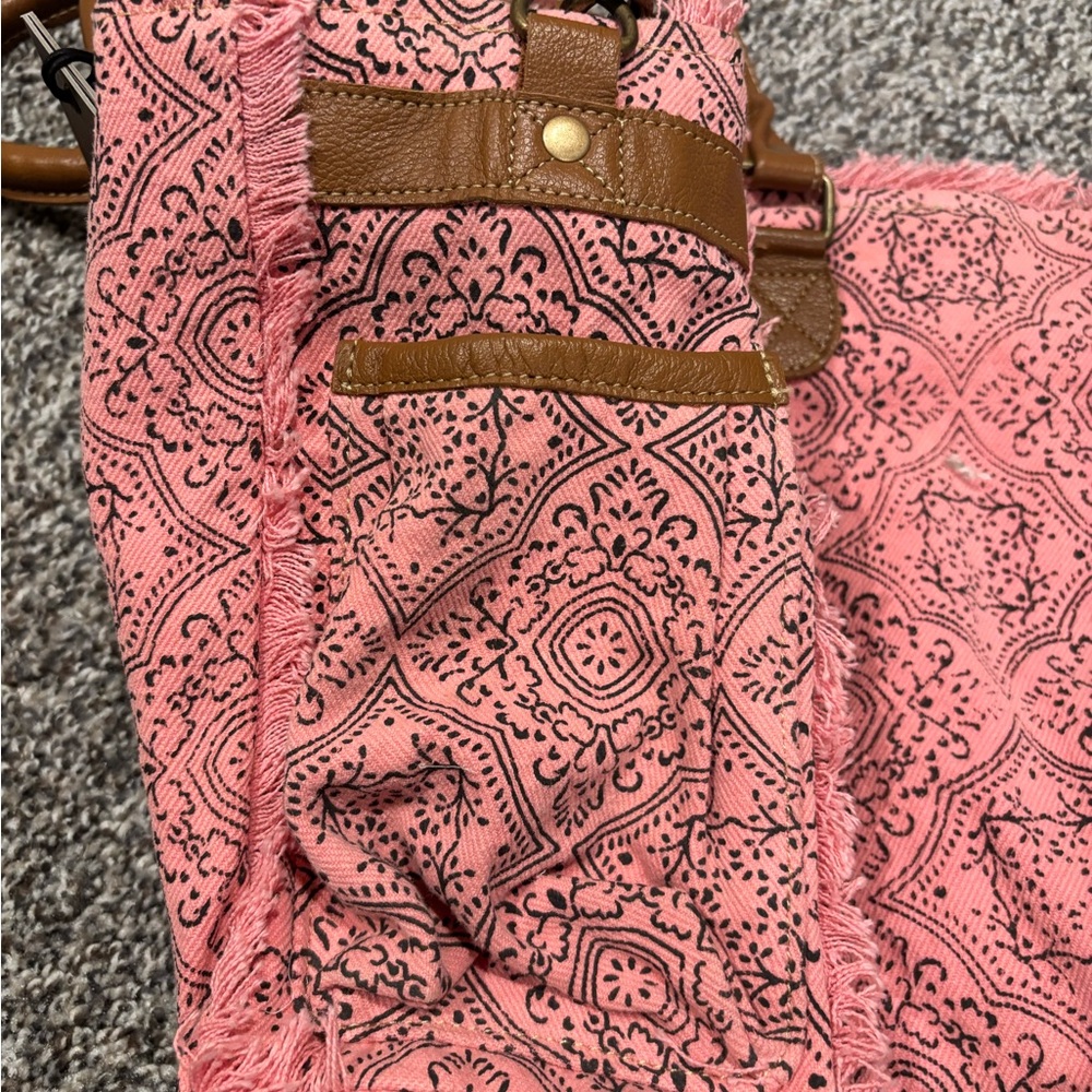 Myra Canvas Tote Bag Leather Myra Bags Tote Bags Upcycled Bag shoulder purse NEW - Picture 4 of 9